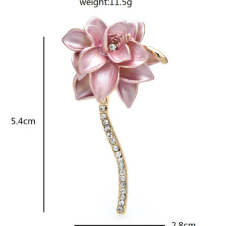 Luxusná smaltovaná brošňa v podobe ružovej kvetiny