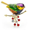 Prepracovaná brošňa v podobe smaltovaného farebného vtáčika