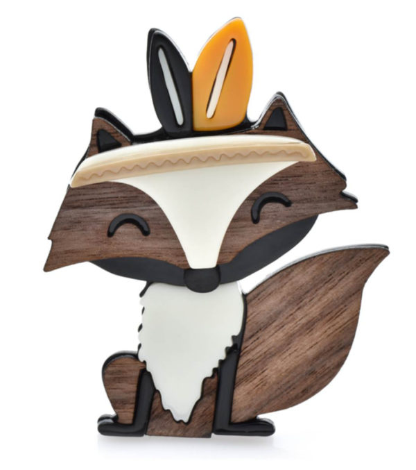 Roztomilá drevená brošňa v podobe líšky