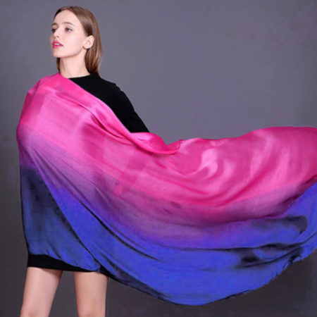 Veľký hodvábny šál v dvoch farbách - vzor 02, 180 x 110 cm