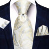 Hodvábna kravatová sada s manžetami a vreckovkou so svetlým vzorom