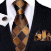 Luxusný kravatový set s medenými štvorcami s vreckovkou a manžetami