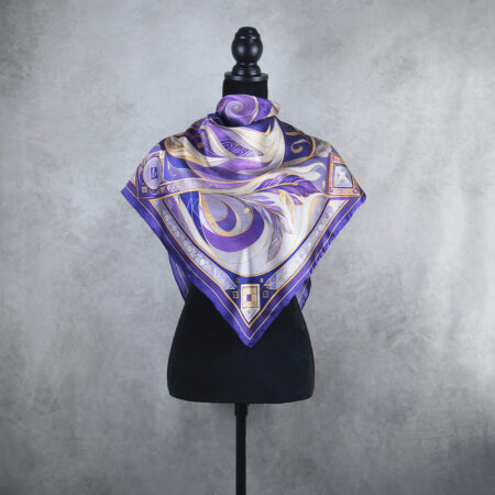 Handmade hodvábna šatka LÍŠKA – PURPUROVÁ, 90 x 90cm, Vyrobená na Slovensku
